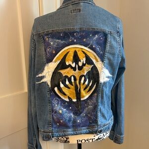 Stylish Blue Jean Jacket with Artistic Design dragons 4th wing